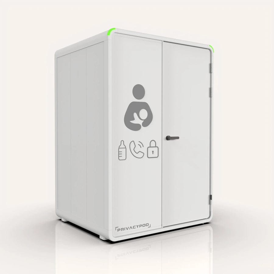 PrivacyPod Solo Lactation Pod in charcoal, three-quarter view