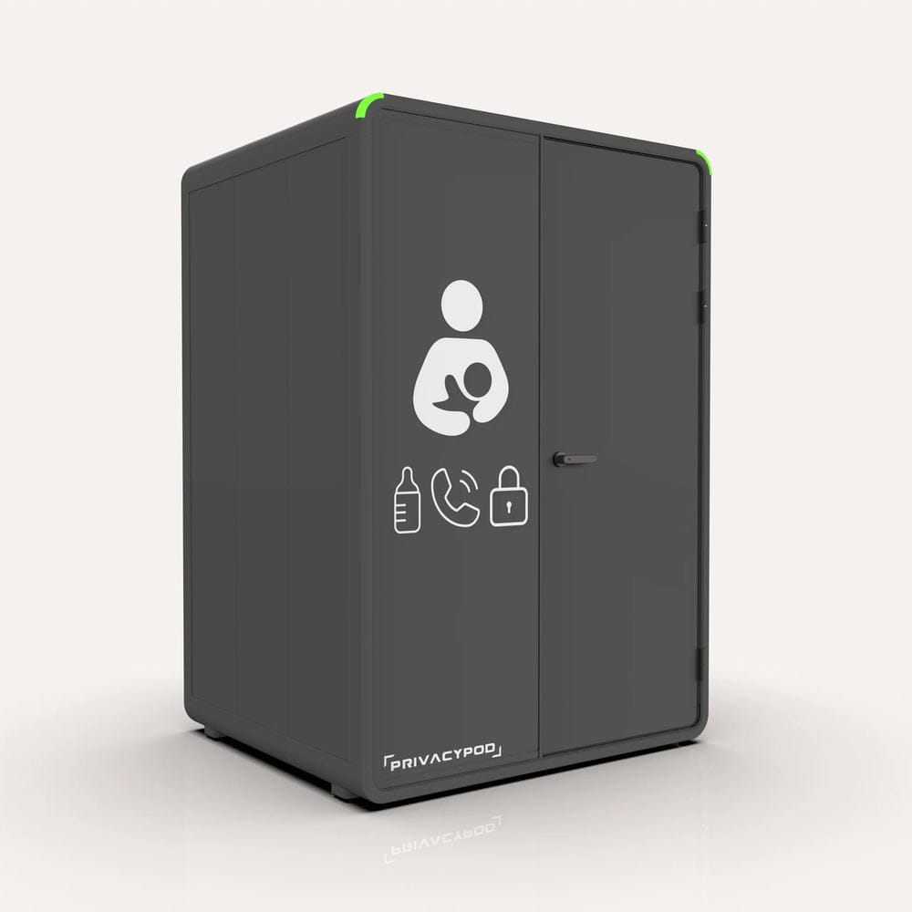 PrivacyPod Solo Lactation Pod in white, three-quarter view