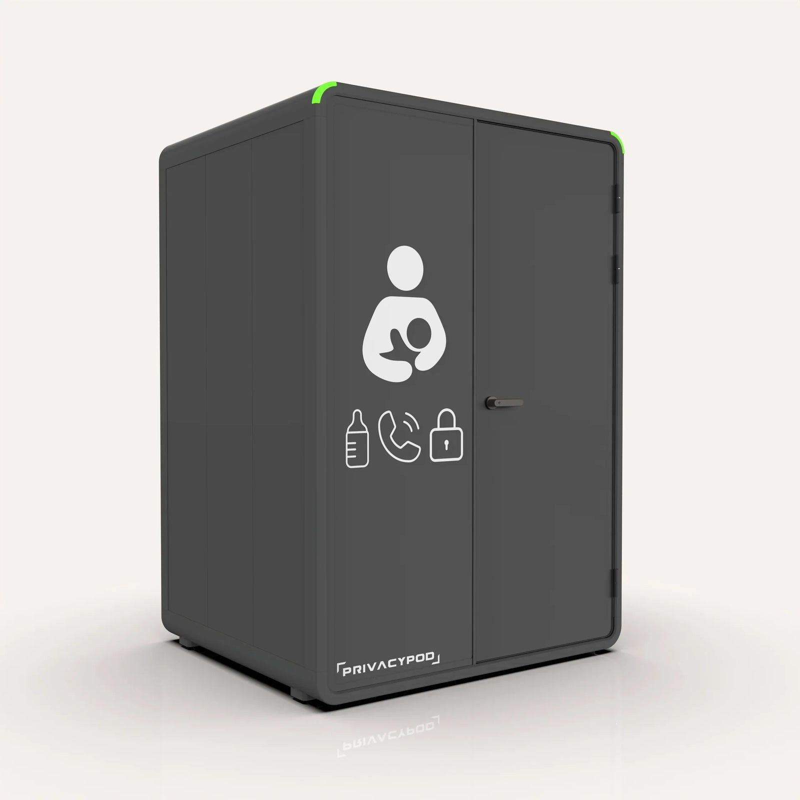 PrivacyPod Solo Lactation Pod in white, three-quarter view
