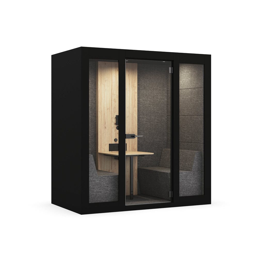 PoppinPod for 2 in black, front view with the door closed