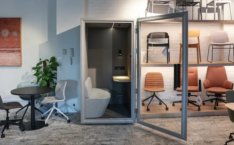 Bureau Tuesday pod in a showroom with the door open