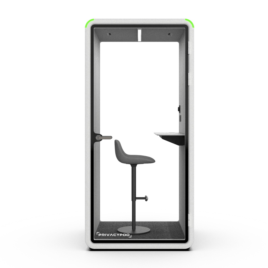 PrivacyPod S Pod with a stool and a small accent table inside